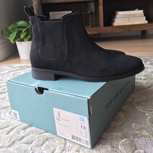 Toms Black Suede Chelsea Ankle Boots